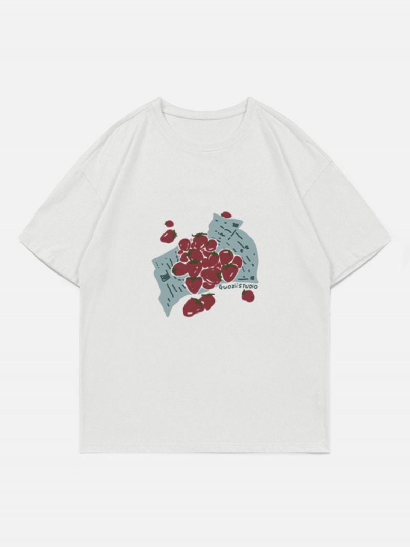 T Shirts Aelfric Eden Strawberries Print Tee Vert | VDU-78410031